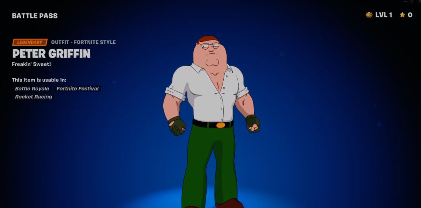 Peter Griffin in Fortnight – Yes that’s Thrillingly True